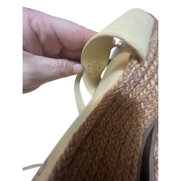 Franco Sarto Womens Beige Wedge Sandals Size 7.5 Espadrille Ankle Strap Platform - Picture 8 of 8